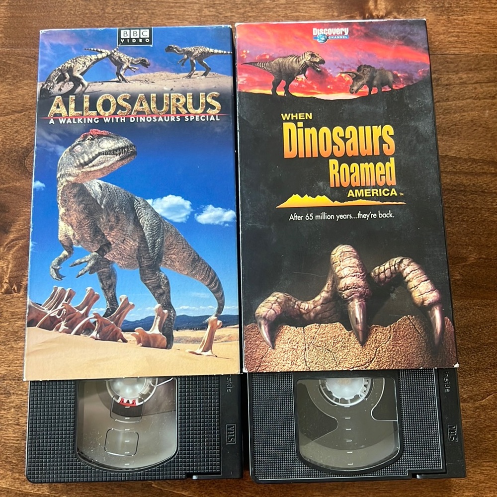 Allosaurus VHS and When Dinosaurs Roamed America VHS - two movies